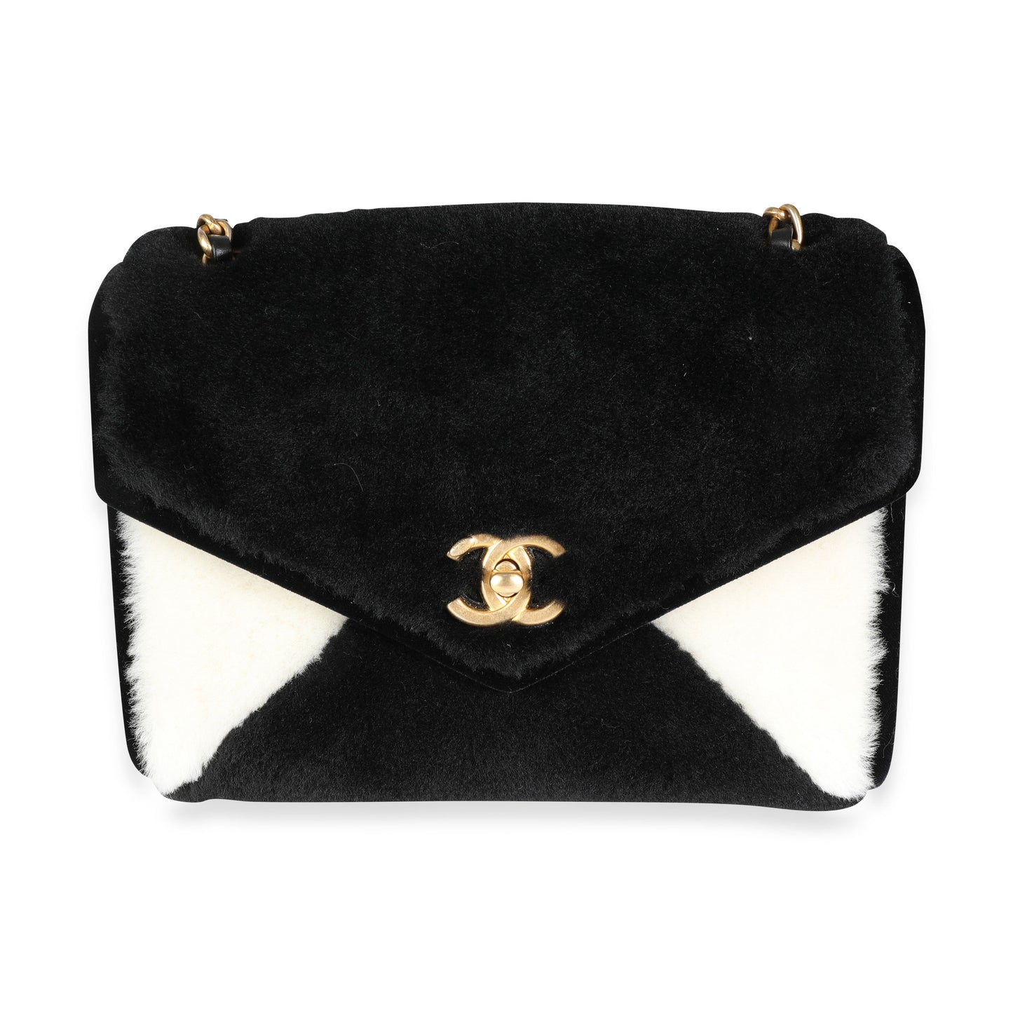Chanel Black & White Shearling Small Single New Bag