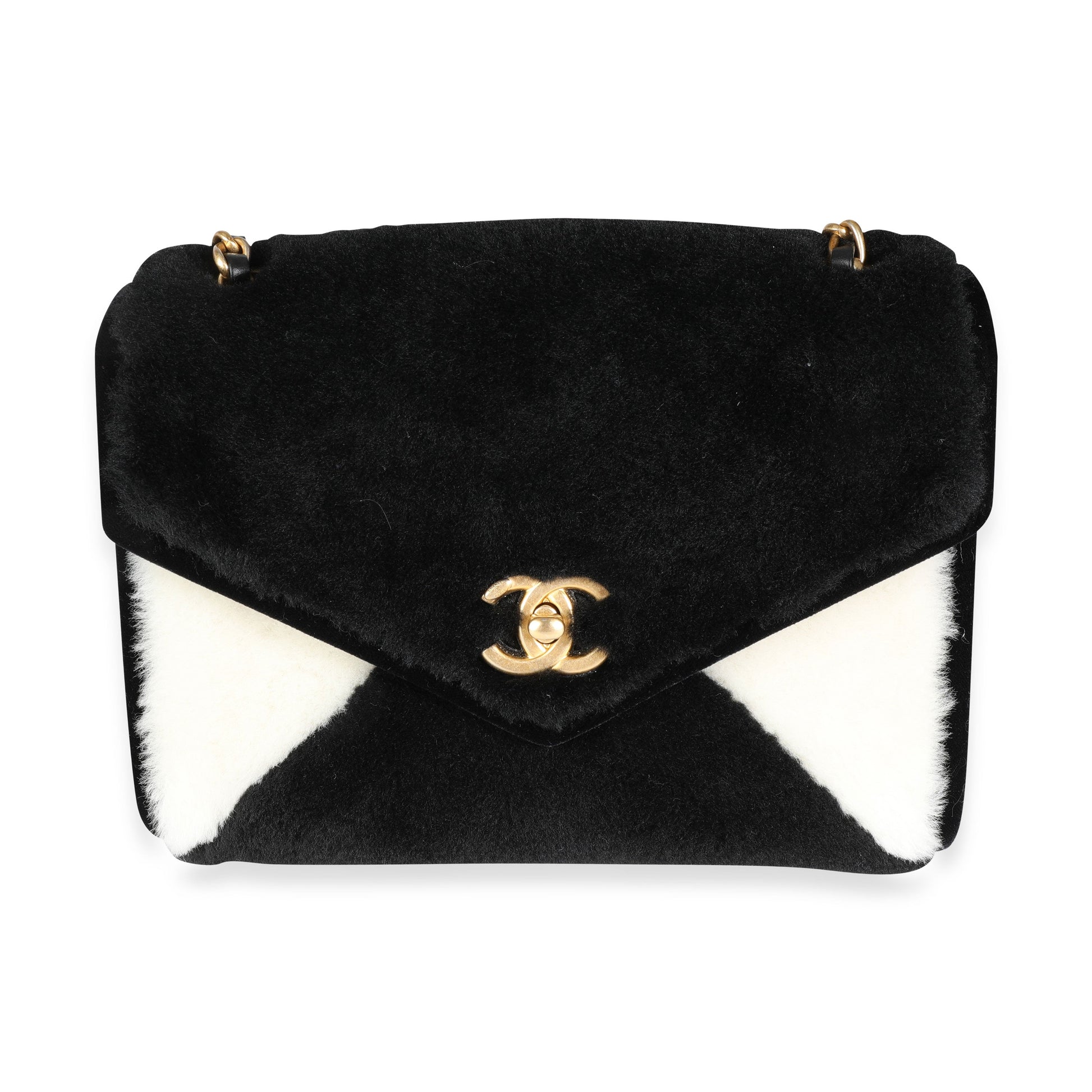 Chanel Black & White Shearling Small Single New Bag