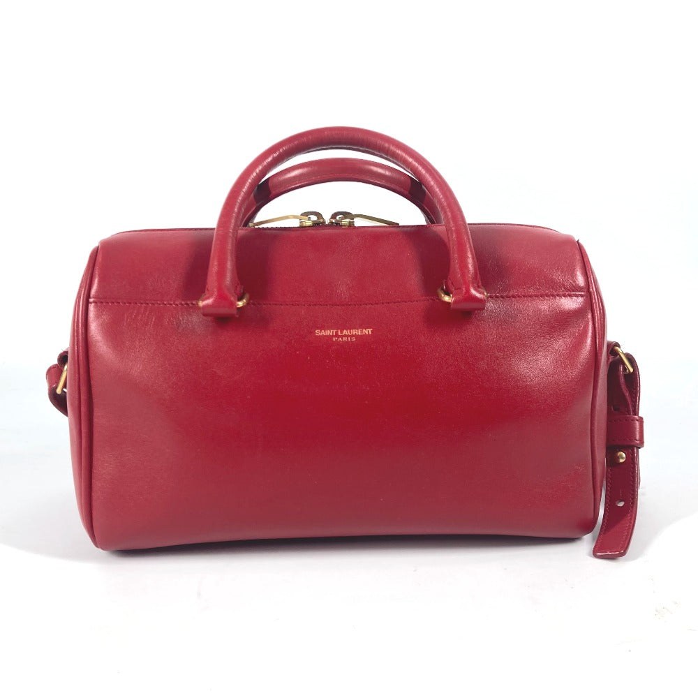 YSL Saint Laurent Yves Handbag Duffle Women Leather Red Baby Travel Bag