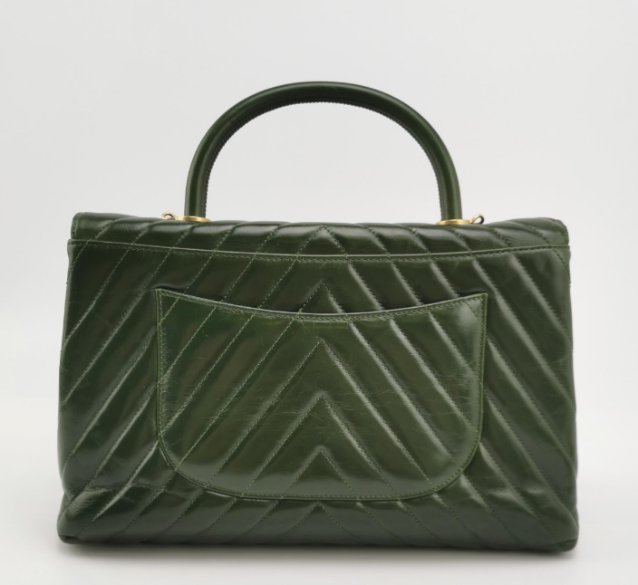 Preloved Chanel Coco Handle Bag Maxi Green 250105781012547