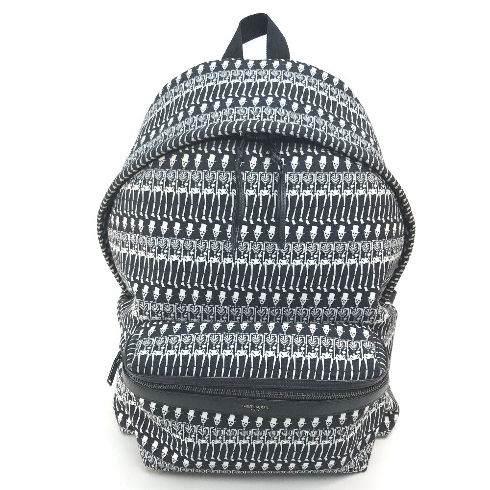 Saint Paris Backpack Skull Pattern Women Canvas Black