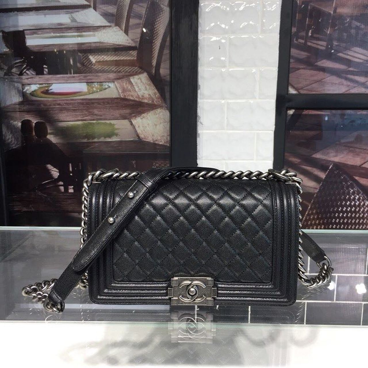 CHL Boy Hardware , 9.8in Black Silver Crossbody Bag 3