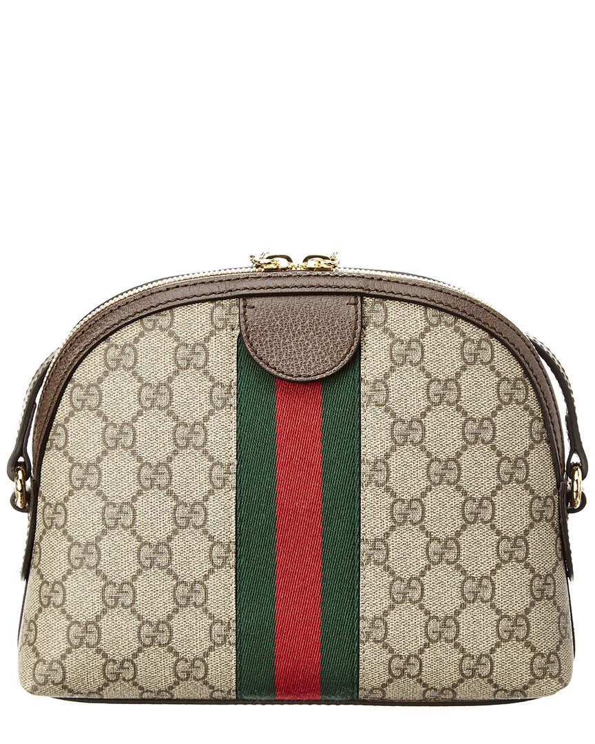 Gucci Ophidia Small Gg Supreme Canvas & Leather Shoulder Bag, Beige