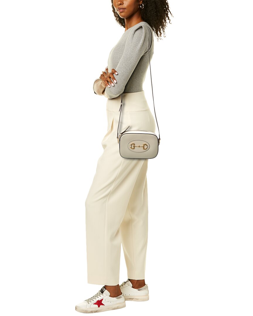 Gucci Horsebit 1955 Small Leather Shoulder Bag, White