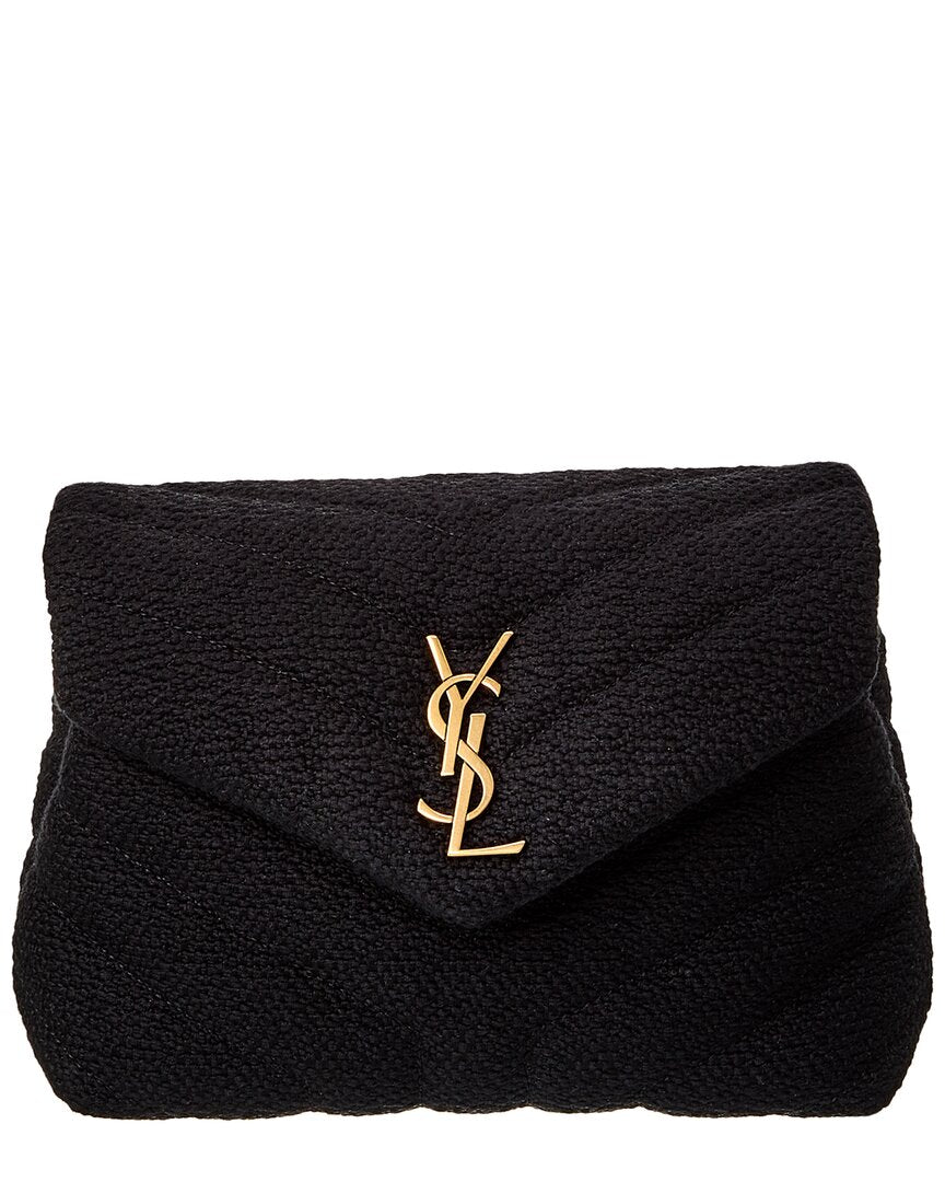 YSL Saint Laurent Loulou Tweed Shoulder Bag Black Toy
