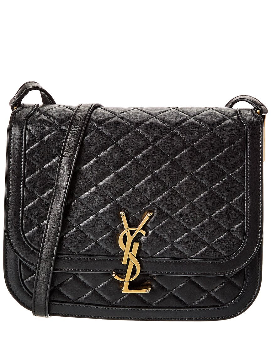 YSL Saint Laurent Solferino Shoulder Bag Leather Quilted Black