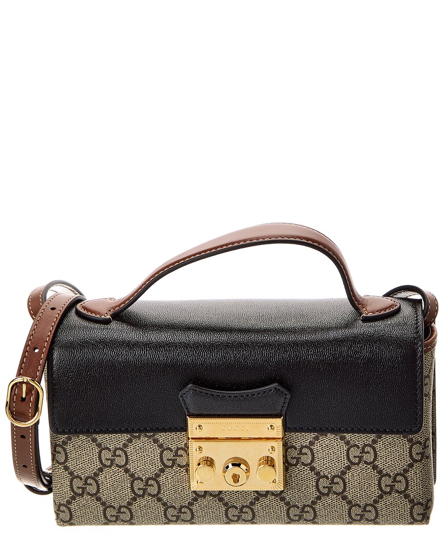 Gucci Mini Padlock Gg Supreme Canvas & Leather Shoulder Bag