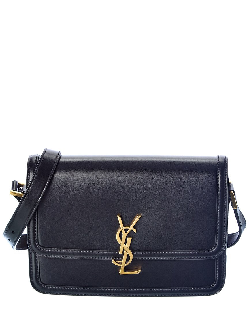 YSL Saint Laurent Solferino Shoulder Bag 2 Leather Black Medium