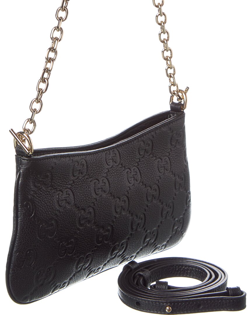 Gucci Gg Emblem Super Mini Leather Shoulder Bag