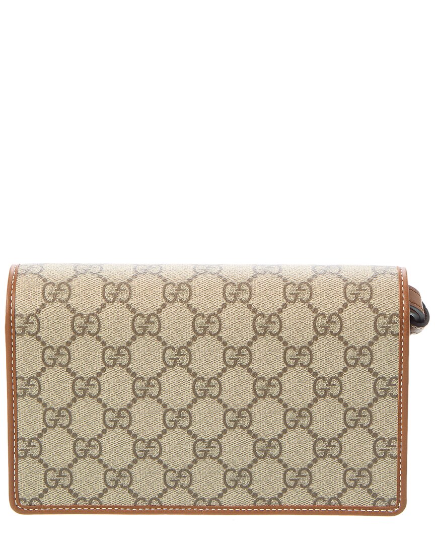 Gucci Gg Emblem Super Mini Gg Supreme Canvas & Leather Shoulder Bag