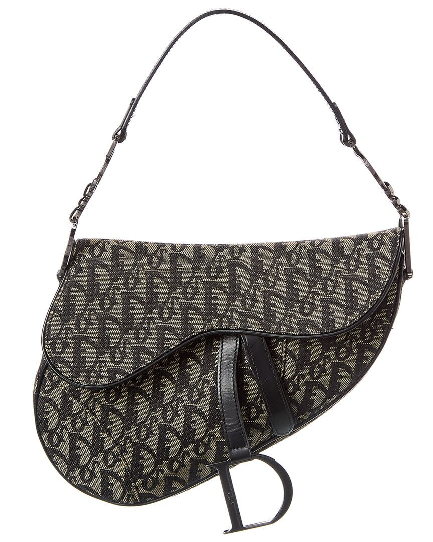 Dior Handbag Oblique Saddle Bag Canvas Black