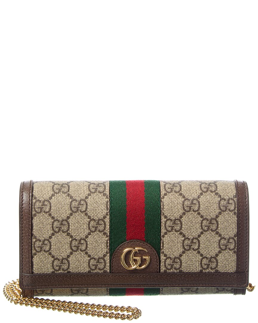 Gucci Ophidia Gg Supreme Canvas & Leather Wallet On Chain