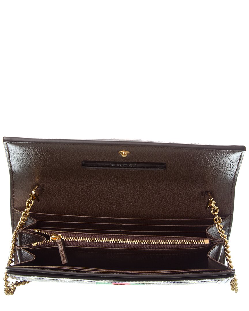 Gucci Ophidia Gg Supreme Canvas & Leather Wallet On Chain