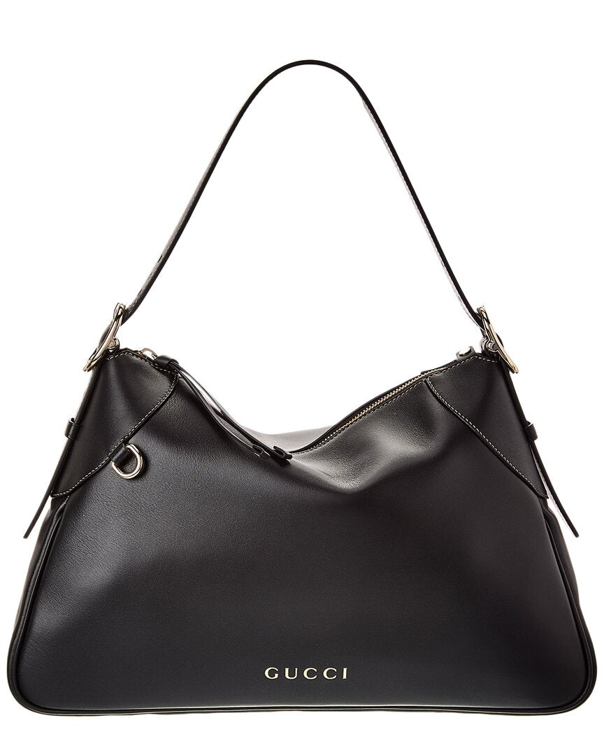 Gucci Gg Emblem Large Leather Shoulder Bag
