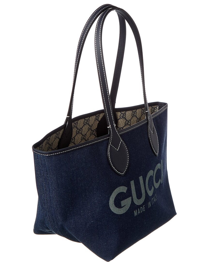 Gucci Totissima Small Reversible Denim & Leather Tote