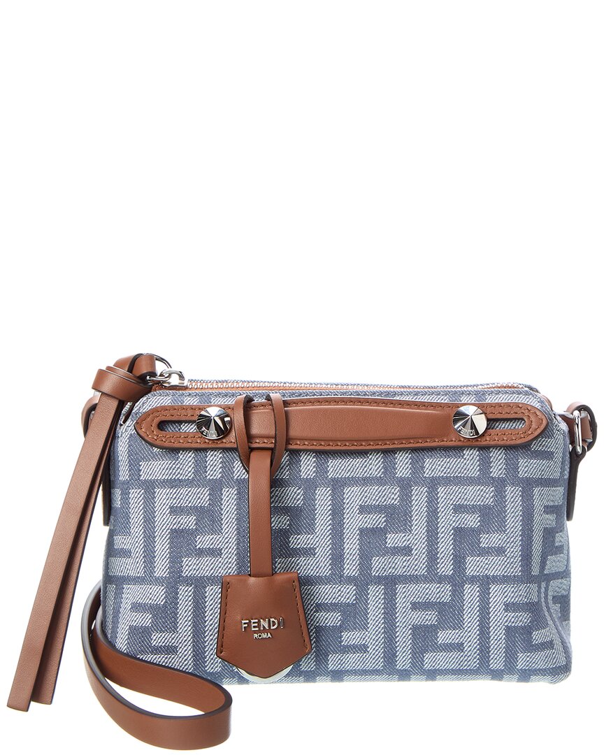 Fendi Handbag By The Way Soft Ff & Satchel Leather Denim Blue Satchel Bag