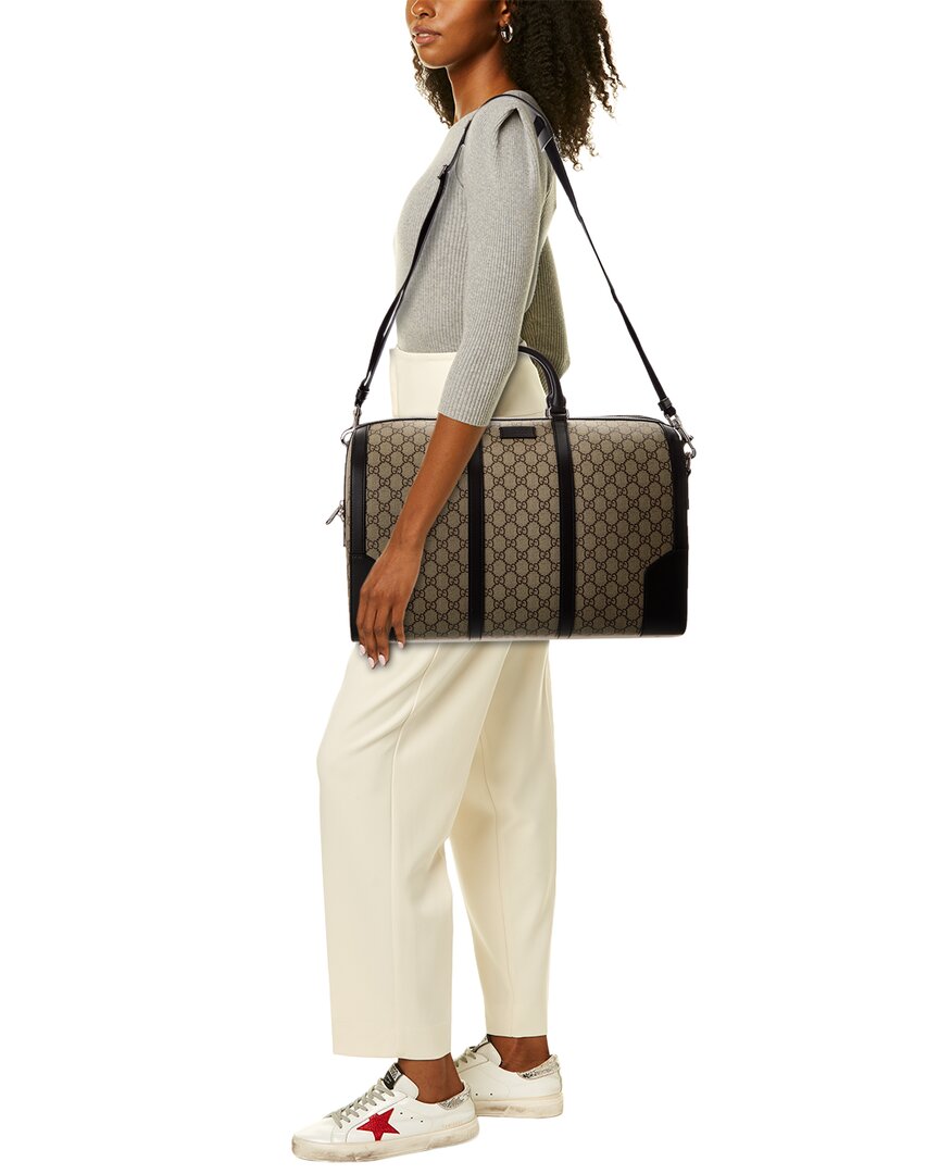 Gucci Medium Gg Supreme Canvas & Leather Duffel Bag