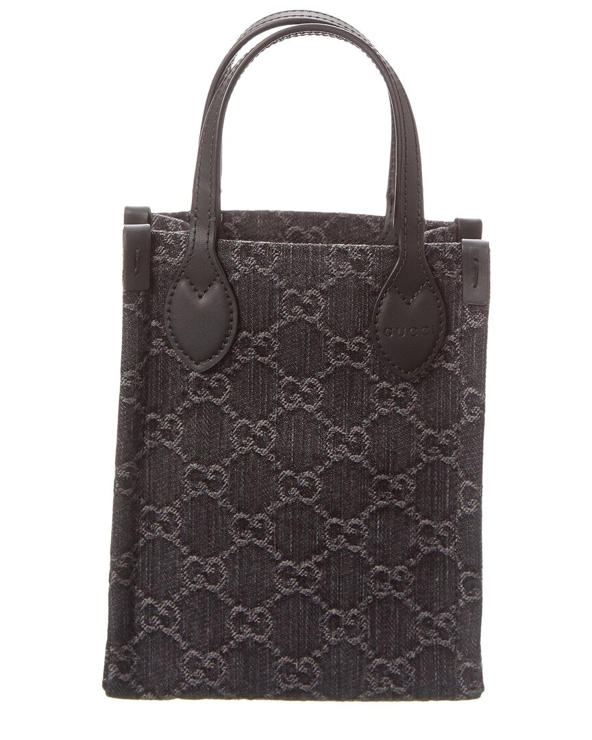 Gucci Ophidia Mini Gg Denim & Leather Tote