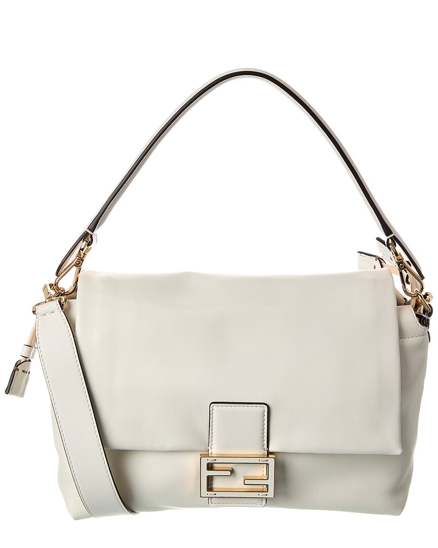 Fendi Handbag Mamma Baguette Shoulder Bag Leather Beige Medium