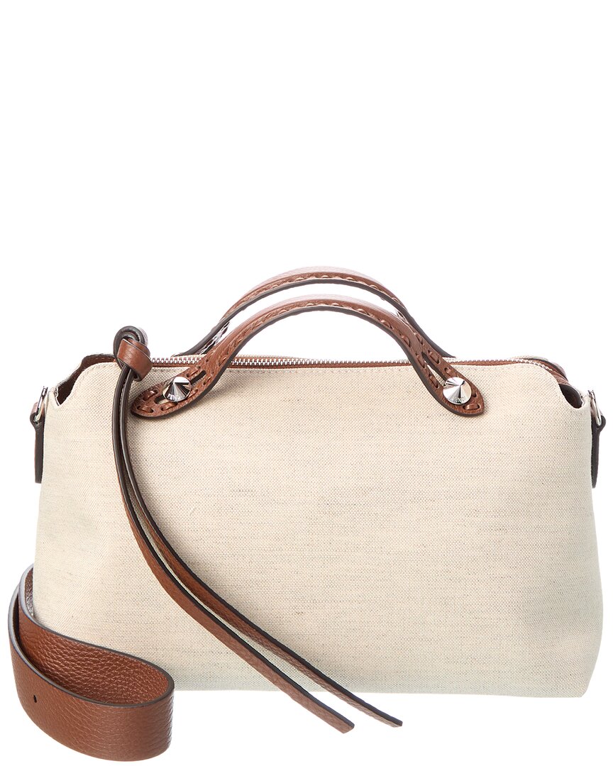 Fendi Handbag By The Way Selleria & Shoulder Bag Leather Canvas Beige