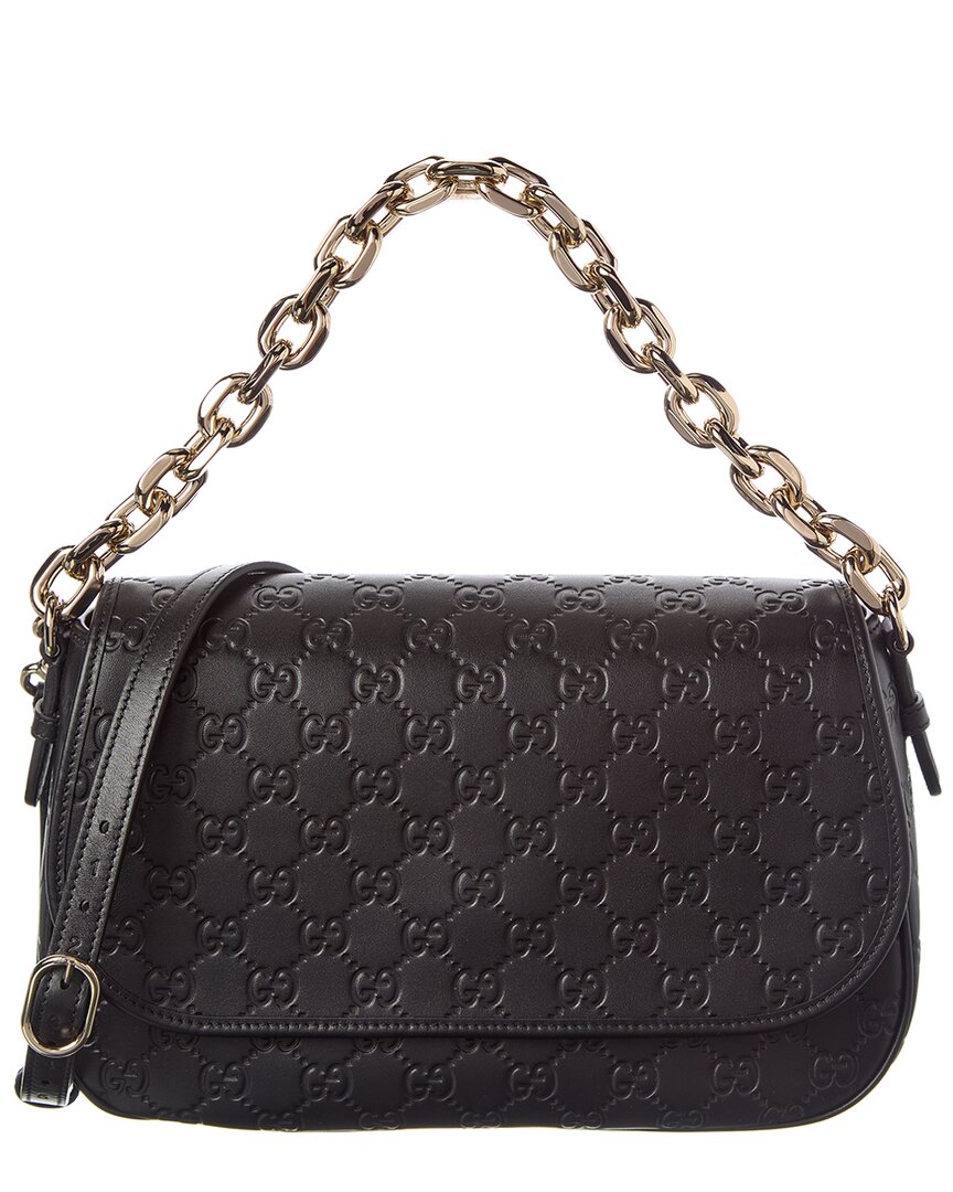 Gucci Gg Emblem Medium Gg Leather Shoulder Bag