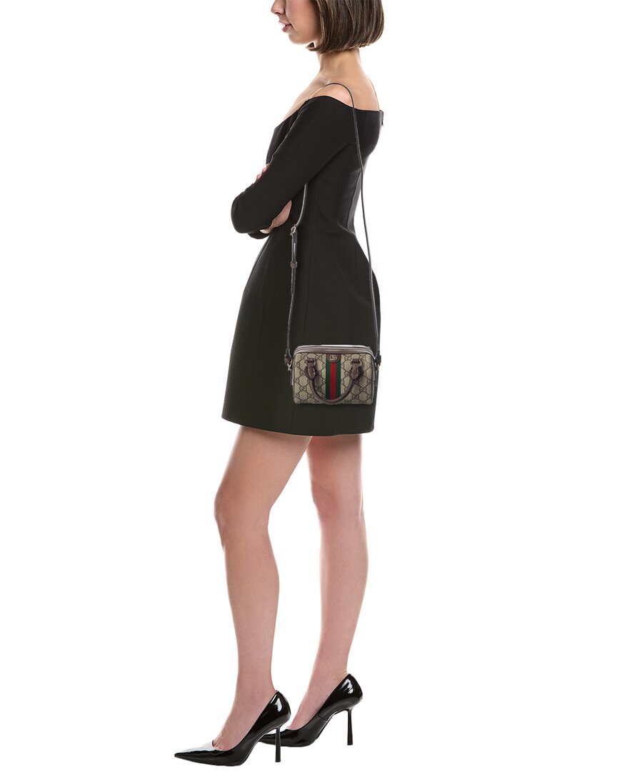 Gucci Ophidia Mini Gg Supreme Canvas & Leather Boston Bag