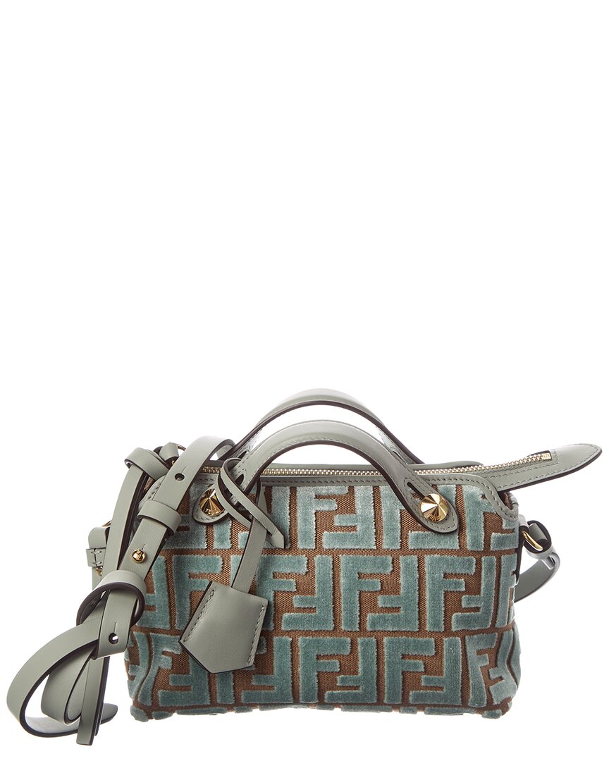 Fendi Handbag By The Way Soft Velvet & Shoulder Leather Green Mini Shoulder Bag
