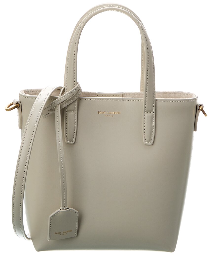YSL Saint Laurent Shopping Tote 3 Leather White Mini Tote Bag