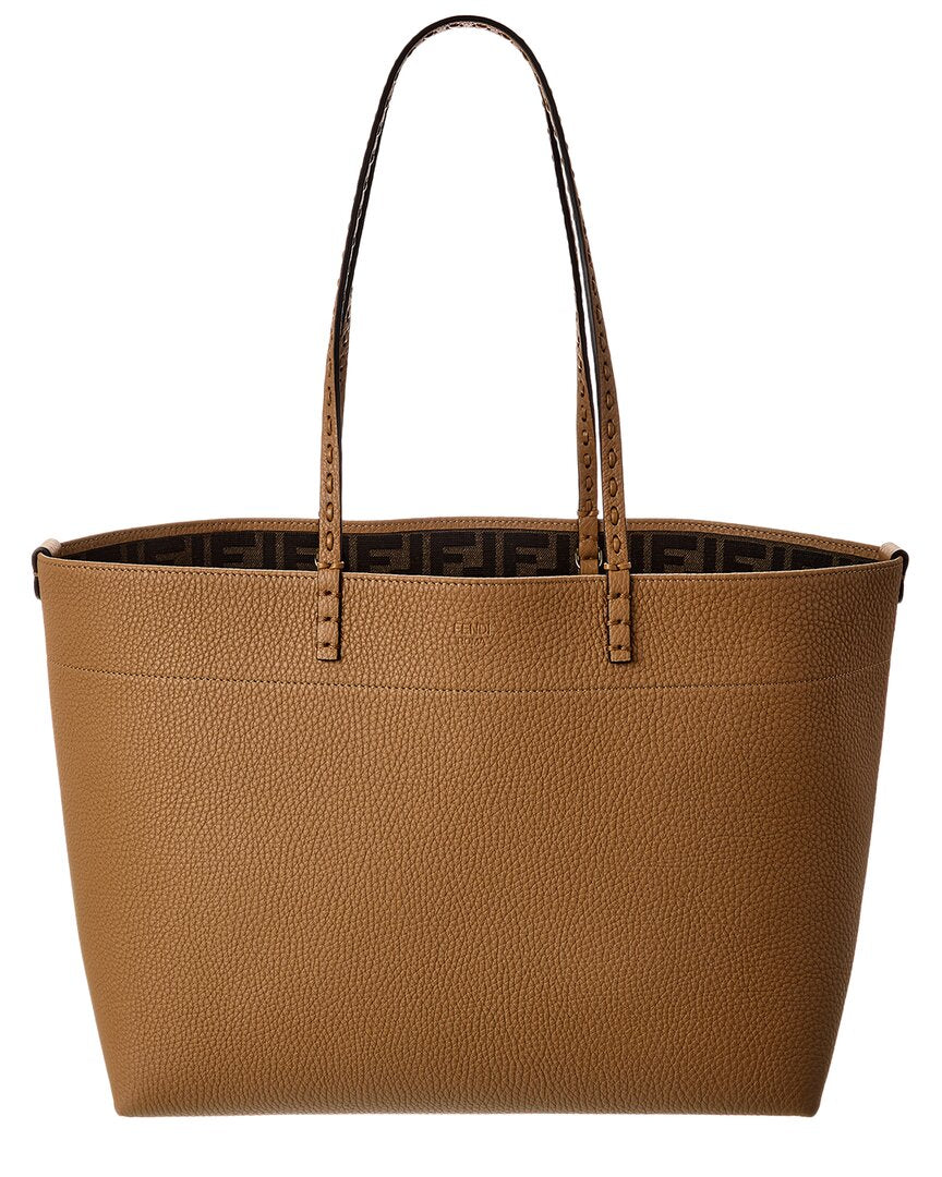 Fendi Handbag Roll Tote 2 Leather Brown Medium Tote Bag