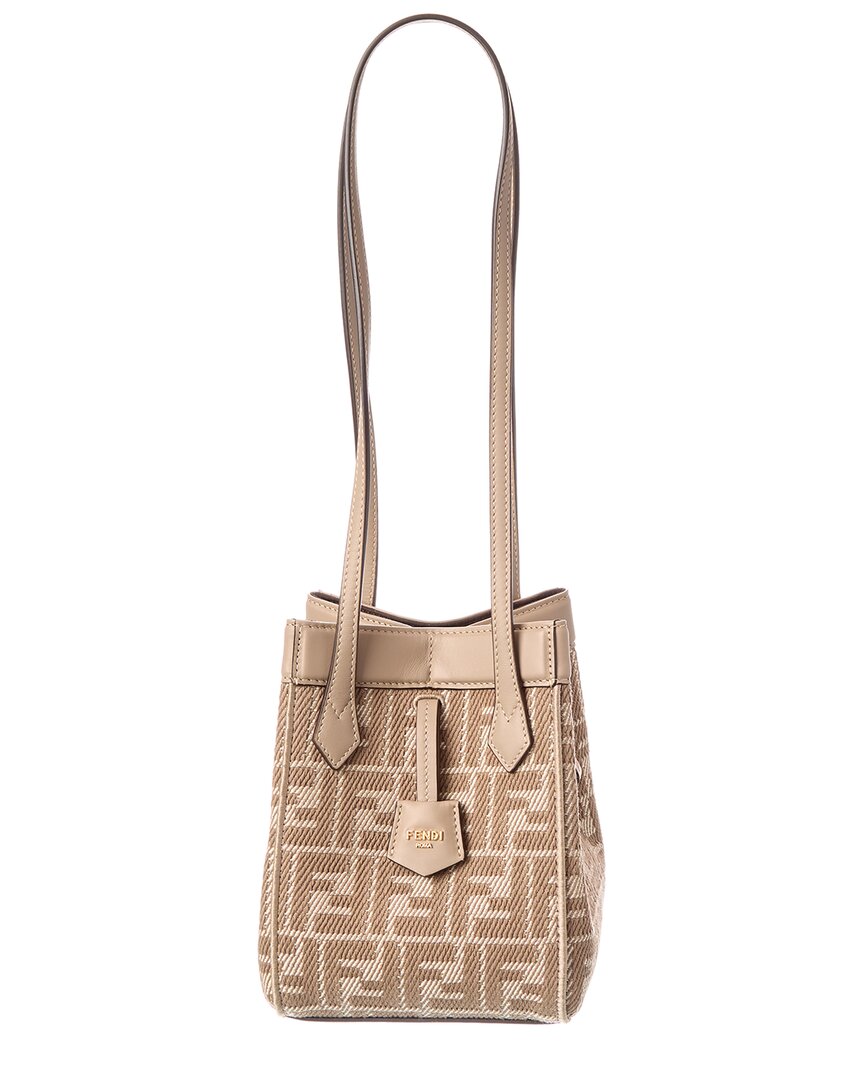 Fendi Handbag Origami Ff Jacquard & Shoulder Bag 2 Leather Gray Mini