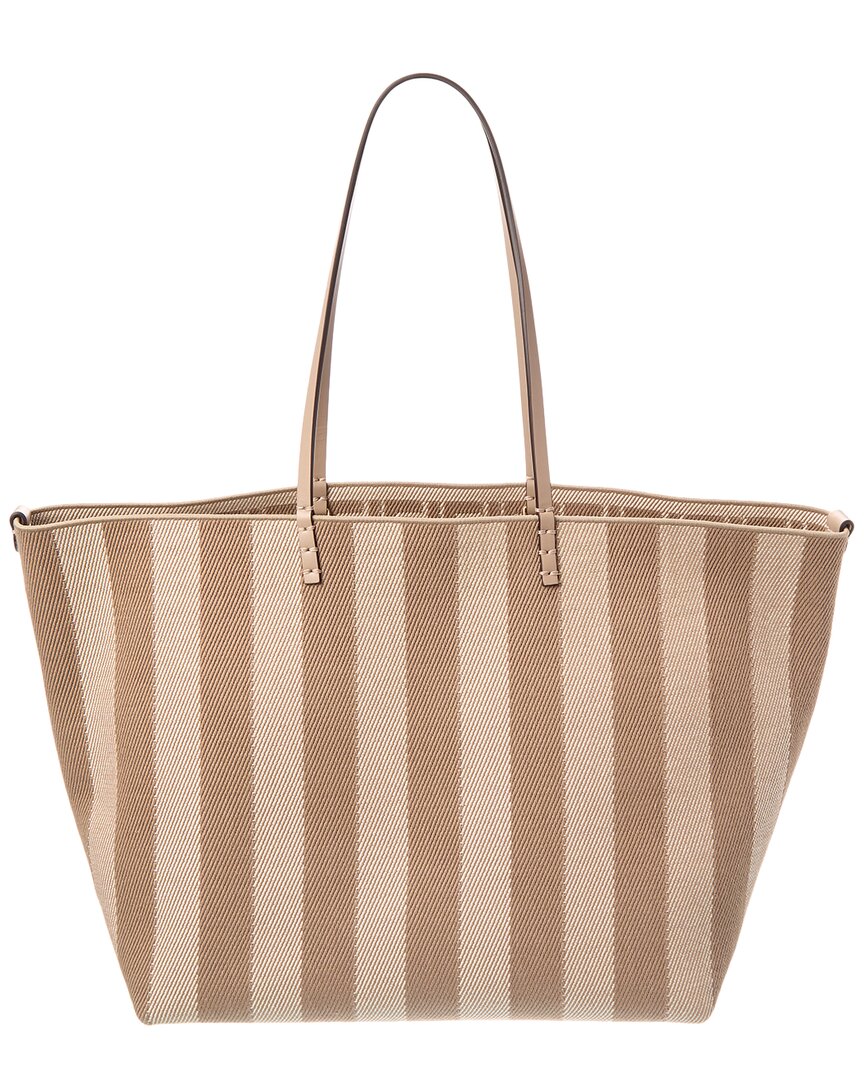 Fendi Handbag Roll Ff & Tote 5 Leather Canvas Gray Tote Bag