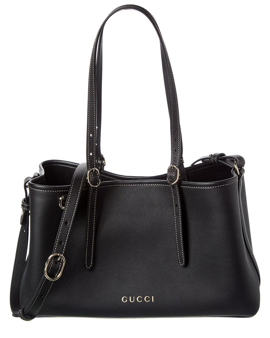 Gucci Gg Emblem Small Leather Tote