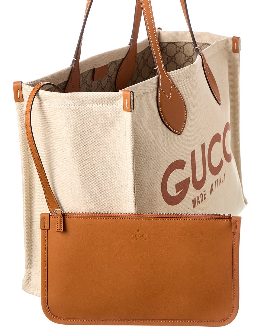 Gucci Medium Canvas & Leather Tote