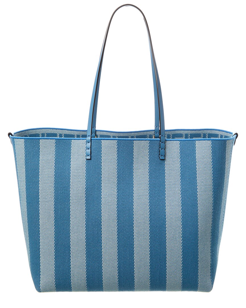 Fendi Handbag Roll Ff & Tote 3 Leather Canvas Blue Tote Bag
