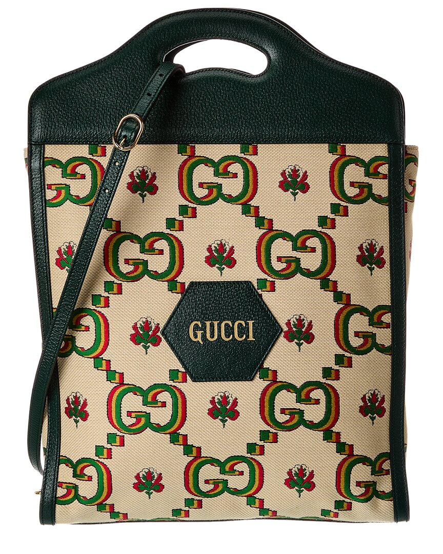 Gucci Centennial 100 Medium Canvas & Leather Tote