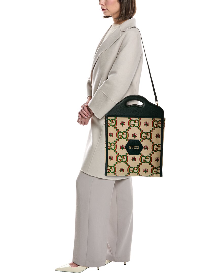 Gucci Centennial 100 Medium Canvas & Leather Tote