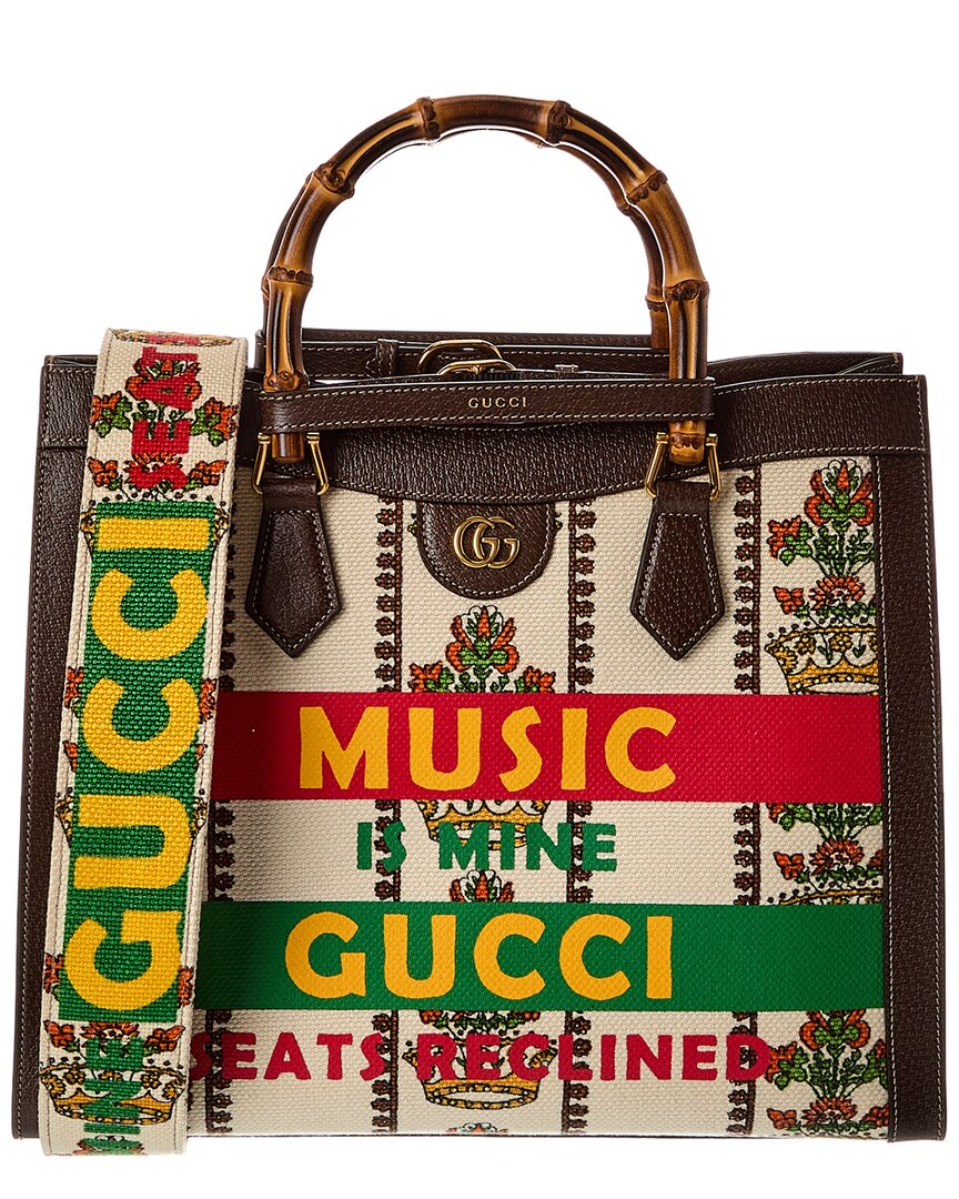 Gucci Diana Music Is Mine Medium Canvas & Leather Tote