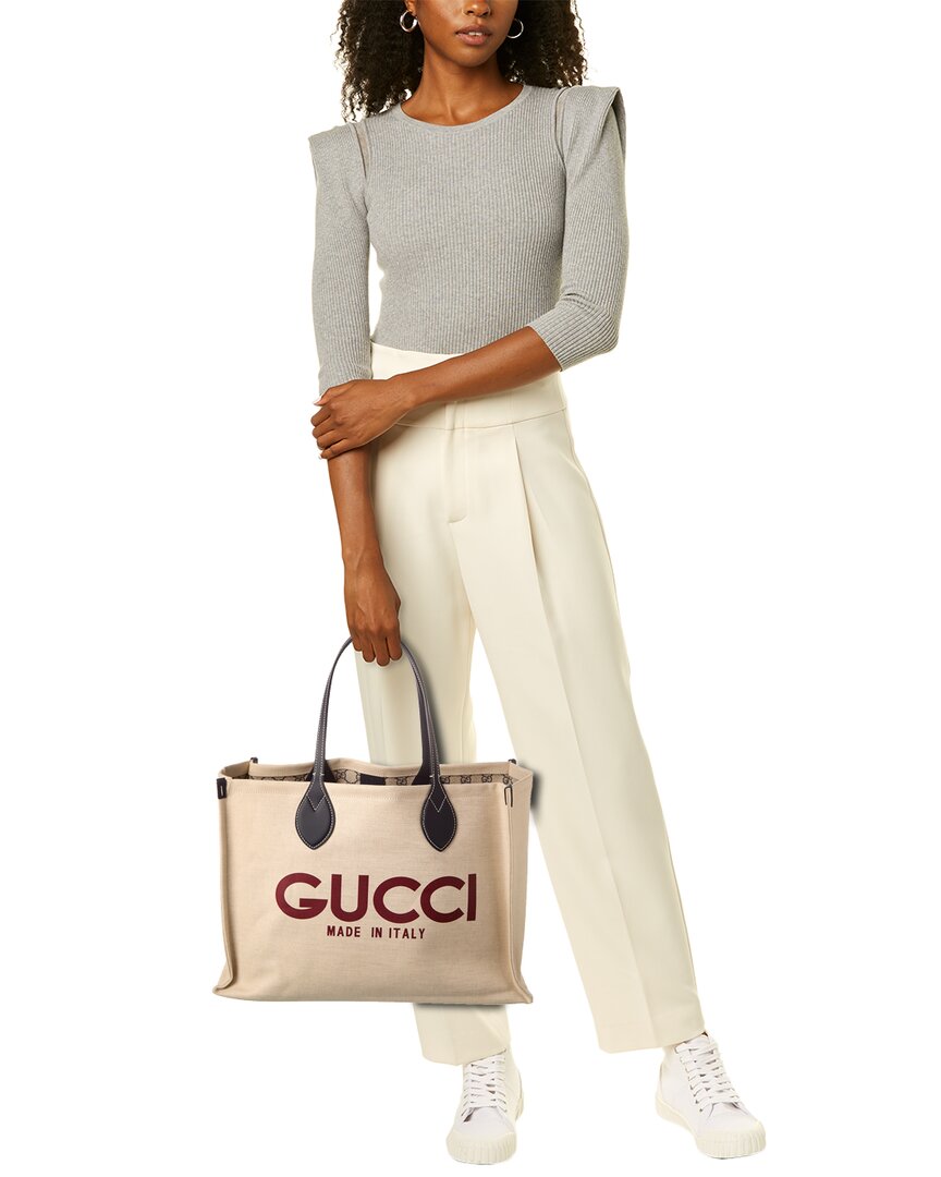Gucci Medium Canvas & Leather Tote