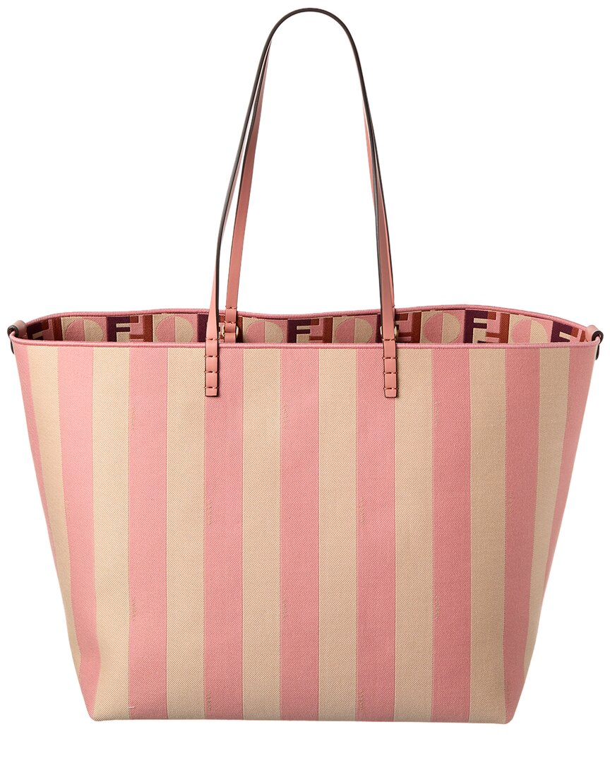 Fendi Handbag Roll & Tote Leather Canvas Pink Tote Bag