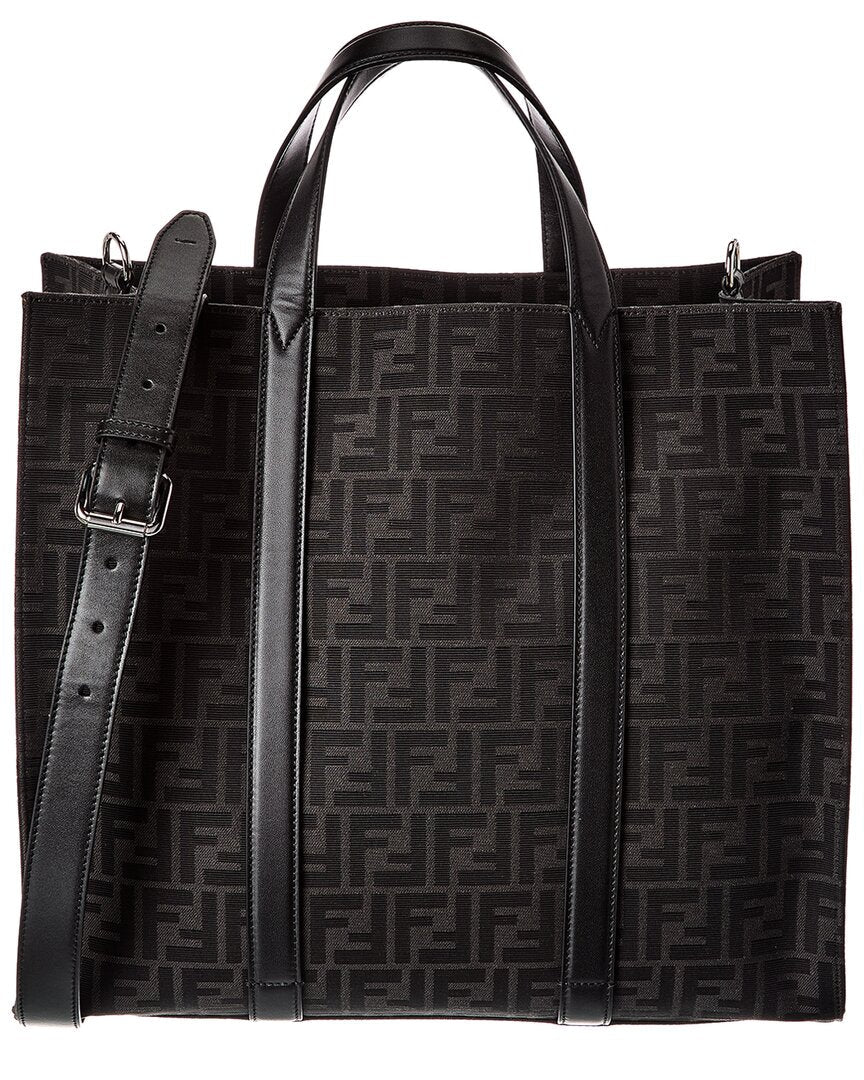 Fendi Handbag Ff Jacquard -Trim Tote Leather Tote Bag