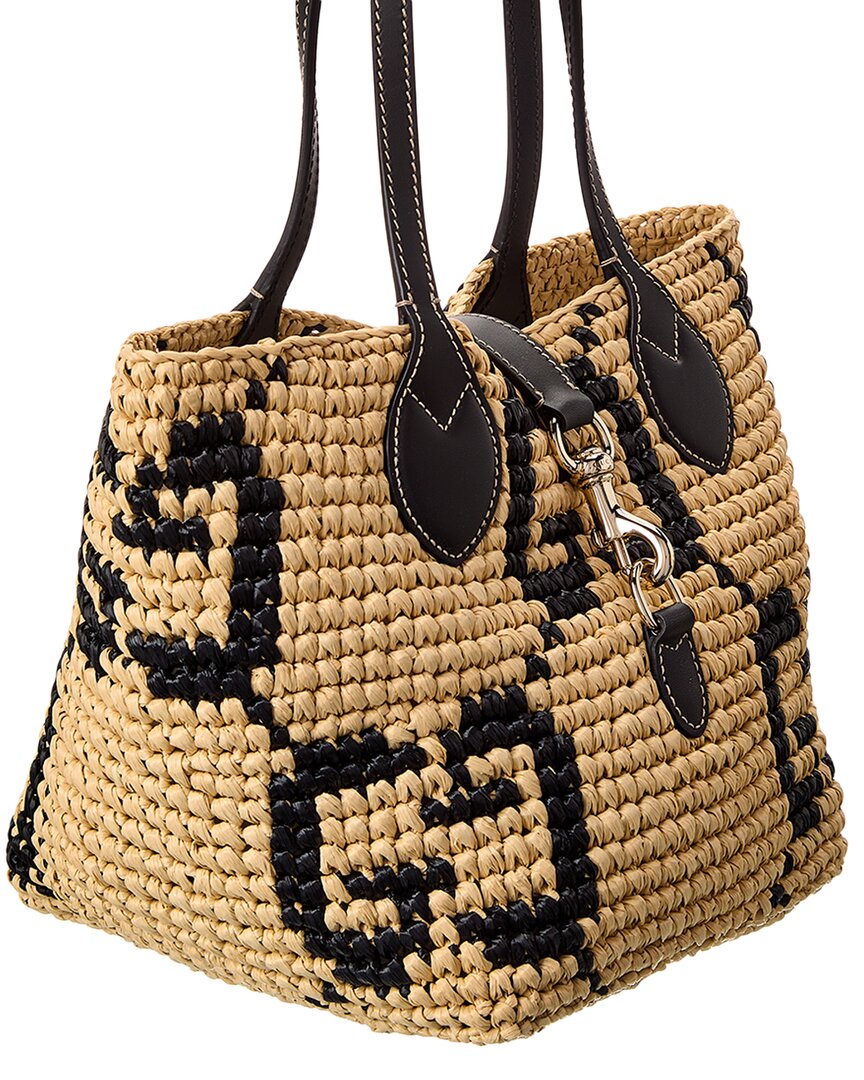 Gucci Woven Small Leather-Trim Tote