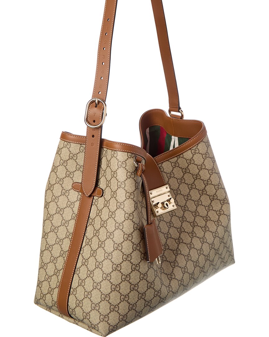 Gucci Padlock Large Gg Supreme Canvas & Leathe Tote