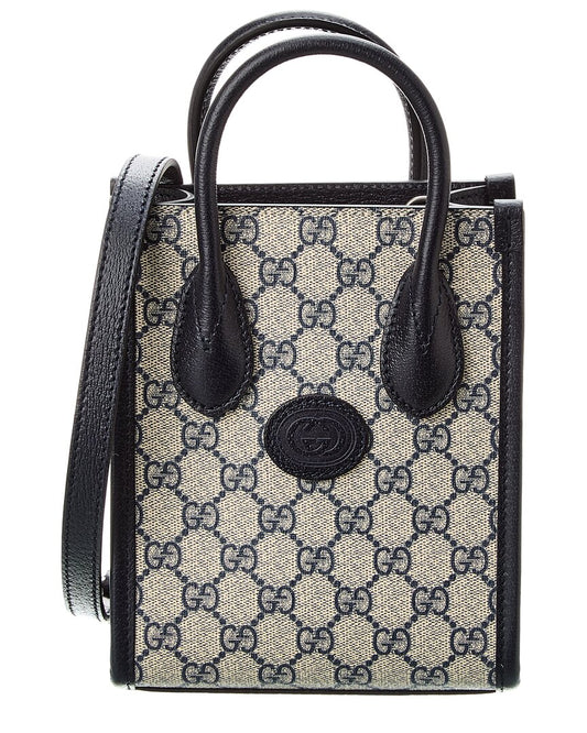 Gucci Mini Gg Supreme Canvas & Leather Tote