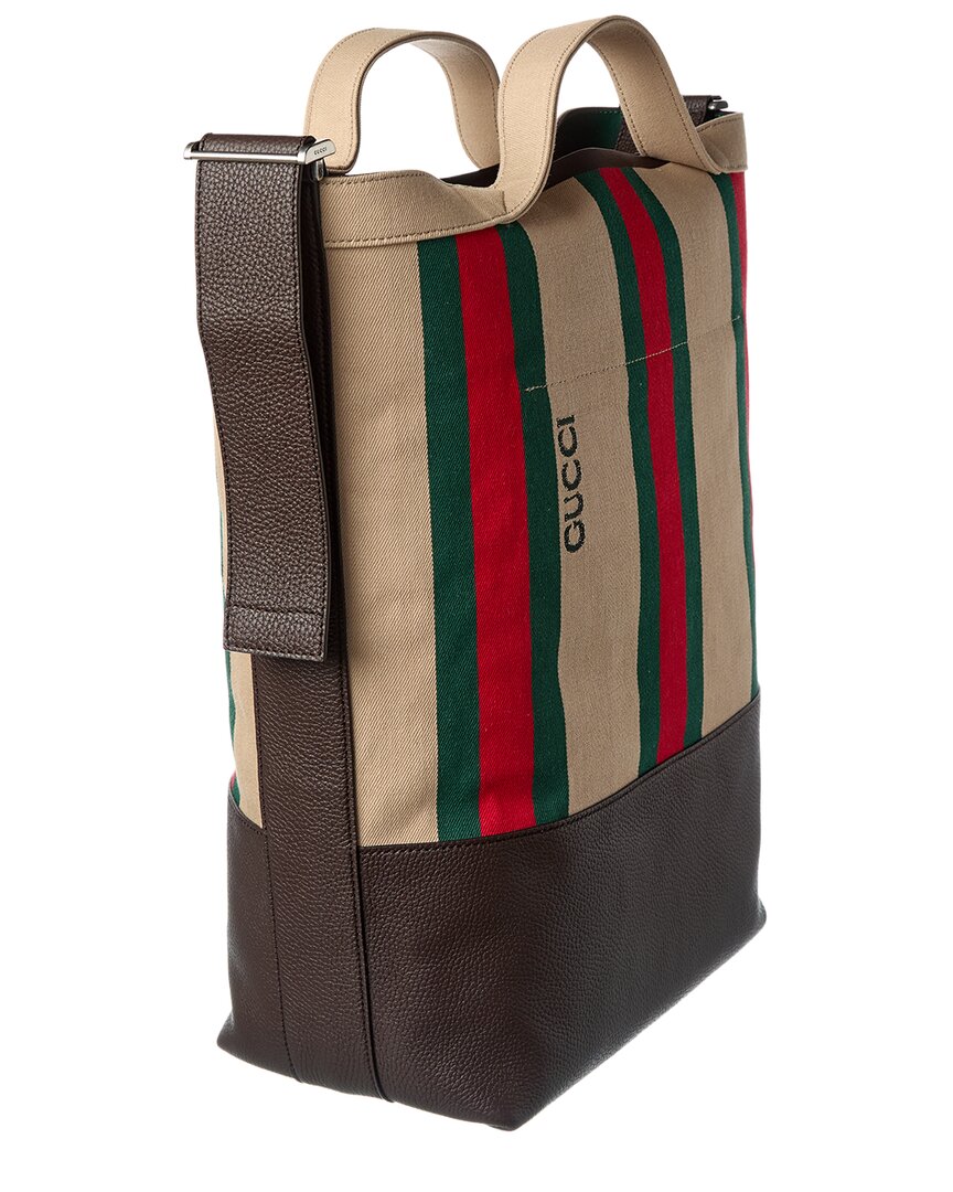 Gucci Large Canvas & Leather Tote