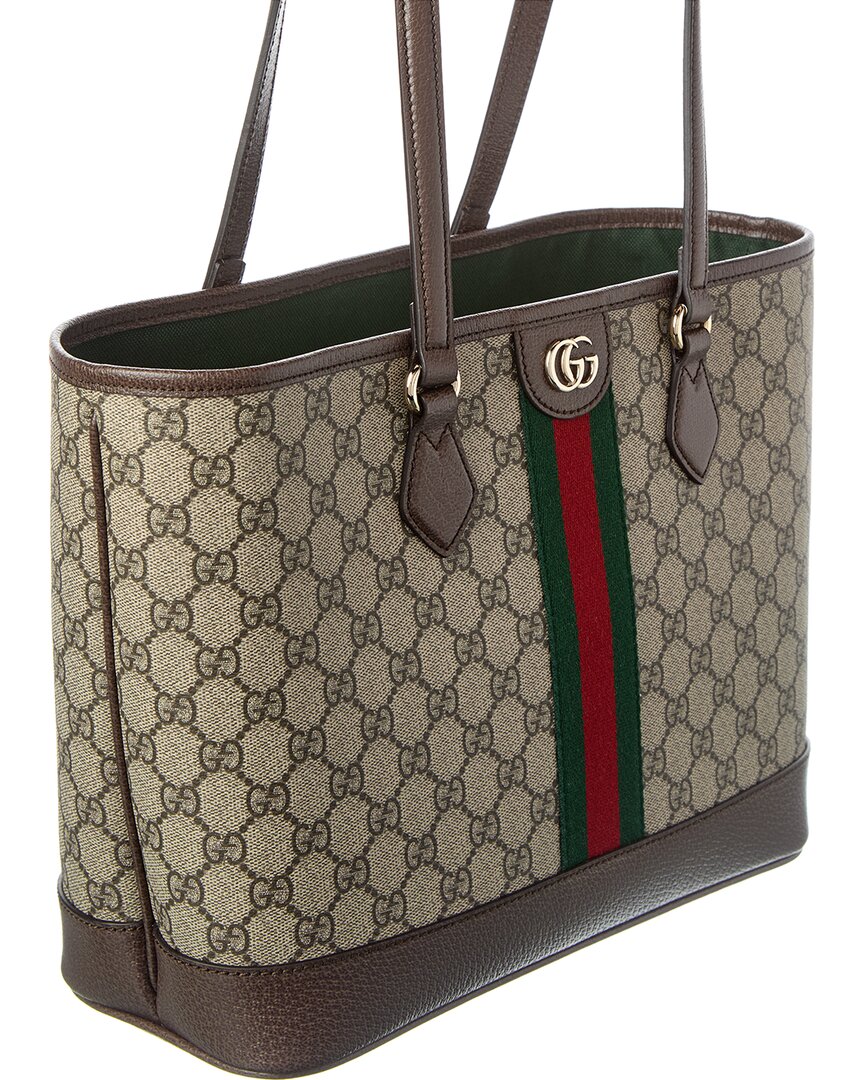 Gucci Ophidia Medium Gg Supreme Canvas & Leather Tote