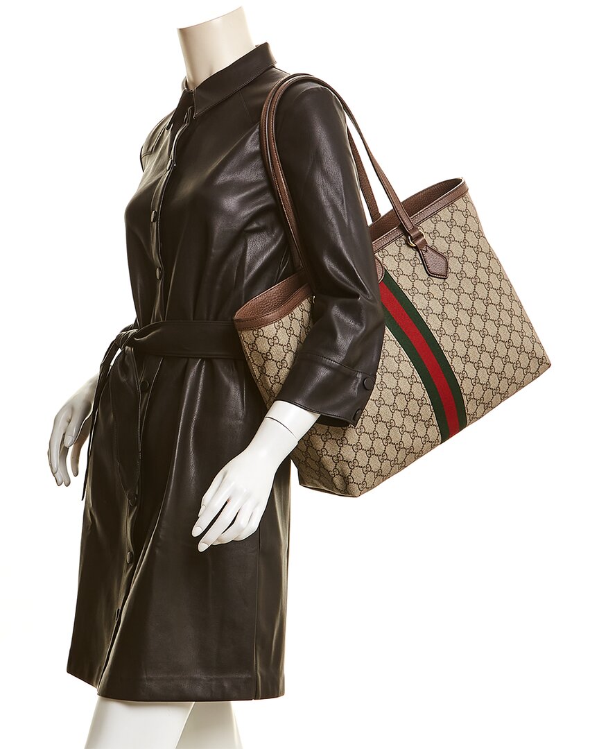 Gucci Ophidia Medium Gg Supreme Canvas & Leather Tote, Ns