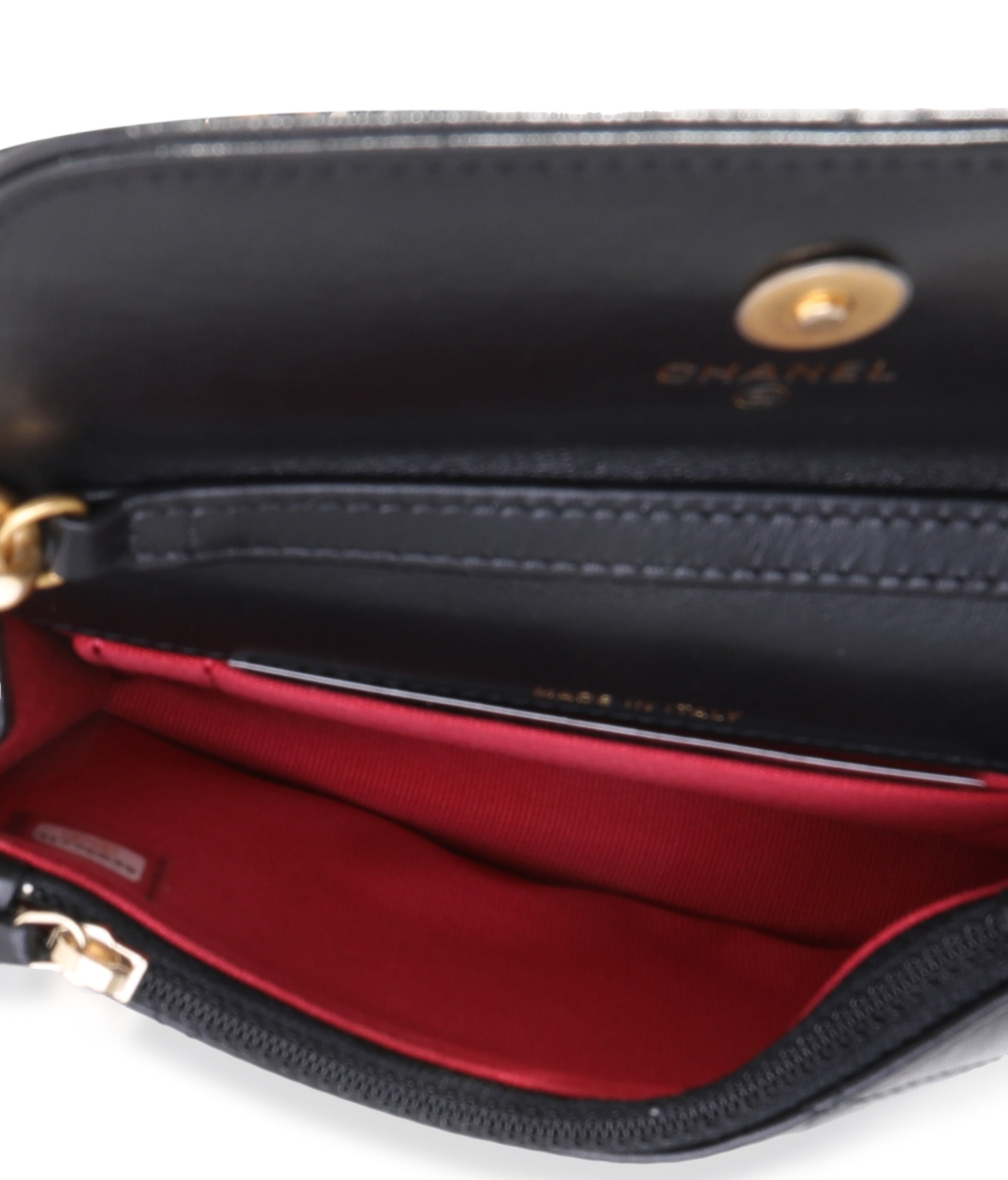 Chanel Black Quilted Lambskin  Mini Coin Purse With Chain