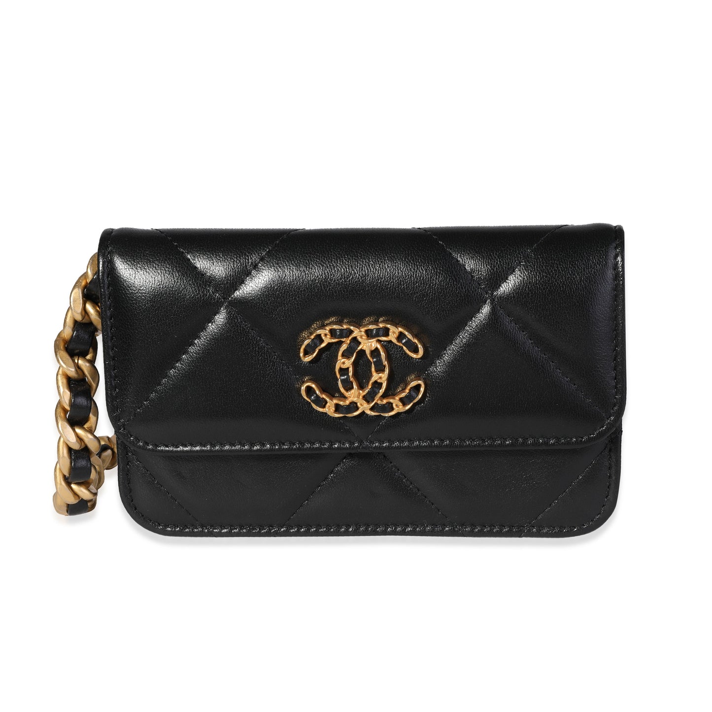 Chanel Black Quilted Lambskin  Mini Coin Purse With Chain