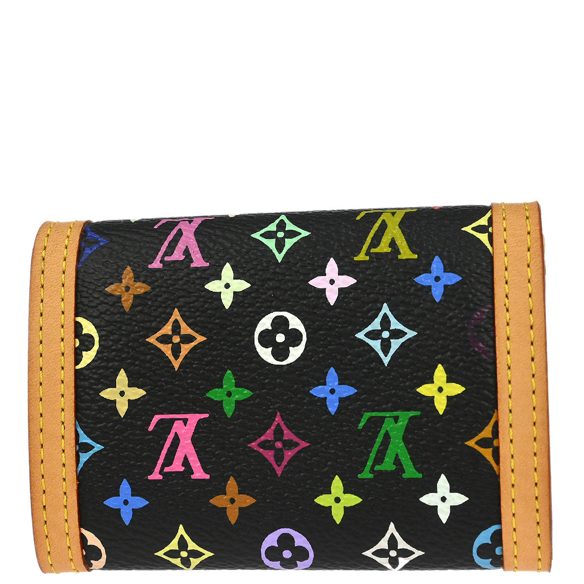 Louis Vuitton 2004 Black Multicolor Porte Monnaie Plat Wallet