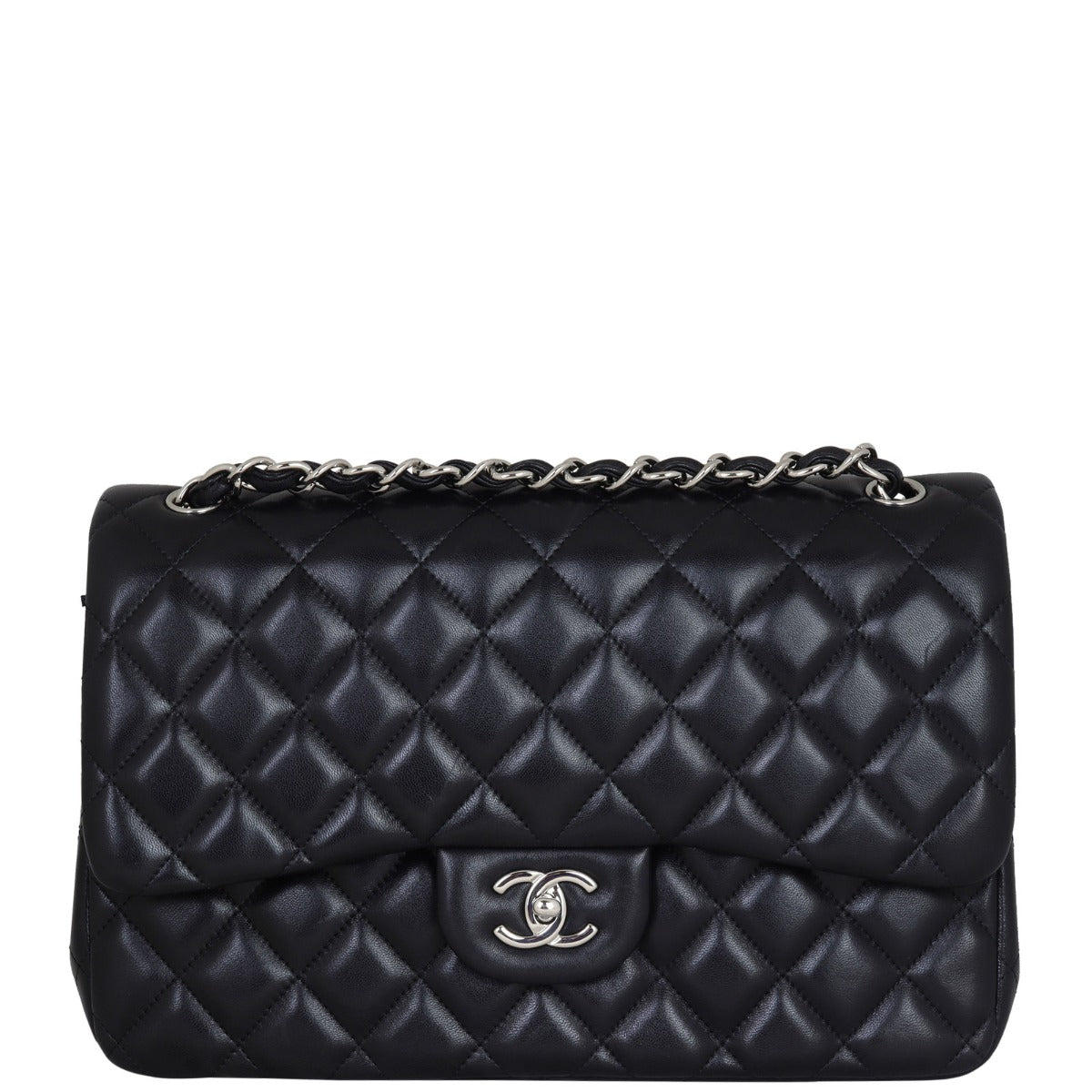 Chanel Classic Double Jumbo Lambskin STH Handbag Black Flap